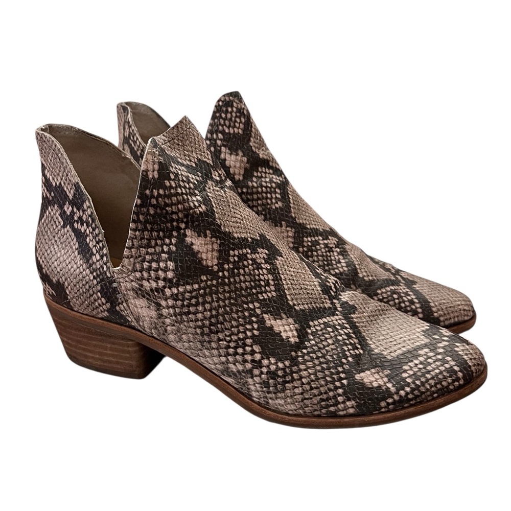 Dolce Vita Side-Cutout Ankle Booties Snake Print Low Block Heel 9